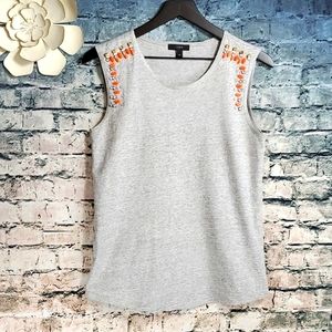 J. Crew | Glam Rhinestone Embellished Gray Career Wear Tank Top